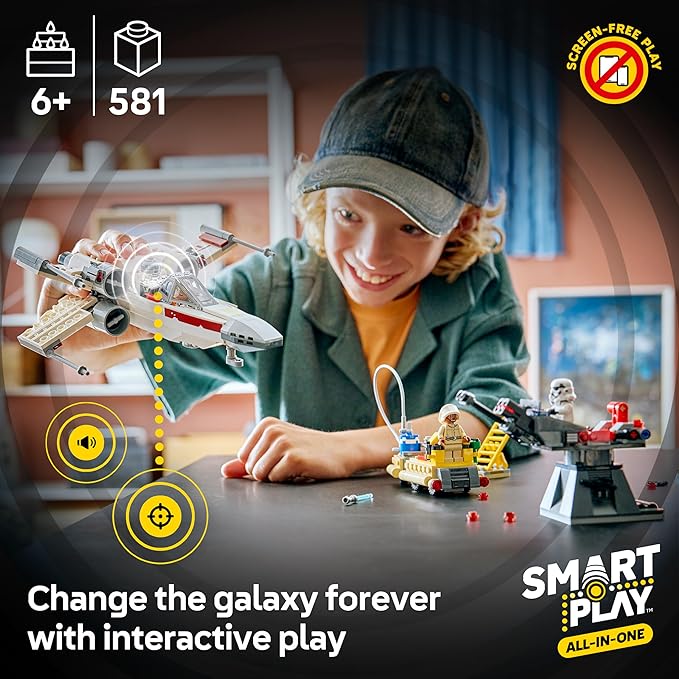 LEGO Star Wars SMART Play: Luke’s Red Five X-Wing Interactive Building Toy - All-in-One Set - Reacts to How You Move and Play with a SMART Brick - Gift for Boys Girls Kids Ages 6+ - 75423
