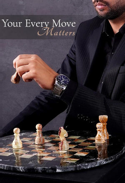 Marble Chess Set for Adults with Complementary Storage Box 15 Black &amp Green Handmade Chess Board Game with 2 Extra Queens Unique Gift &amp Home Décor