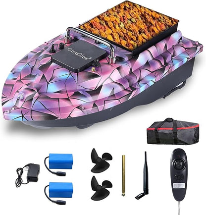 Bait Boat for FishingRC Bait Boat with 2.4GHz Remote Control 546yd Range Carries 4.4 lbs Bait Dual Brushless Motors &amp 3-Propeller System 4H Extended Runtime ABS Armor Low Battery Alarm