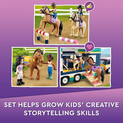 LEGO Friends Horse Show Trailer 41722 Horse Toy for 8 Plus Year Old Girls and Boys with 2 Horses SUV Car and Riding Accessories Animal Playset Gift idea