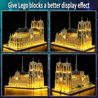 Vaodest LED Light for Lego Notre Dame Cathedral Architecture 21061 Building Blocks ModelDesign and Configuration Compatible with Model 21061(Led Light Only Not Building Block Kit)
