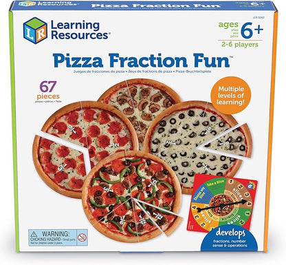 Learning Resources Pizza Fraction Fun Game 13 Fraction Pizzas 67 Piece Game Ages 6+