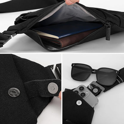 Anti Theft Crossbody Bags Sling Bag for Women Men Waterproof Wander Bag for Sports and Travel. (1.0Black, Small)