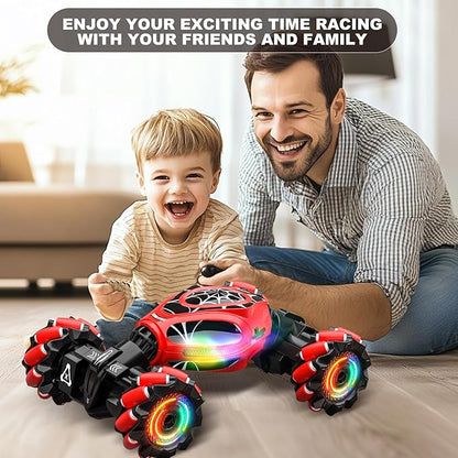 Gesture RC Car 1:18 4WD Transform Off-Road Stunt Car with Gesture &amp Remote Control 360° Flips Drift Vehicle with LED Lights Music All Terrain Toy Cars Gifts for Boys Girls Age 6-12