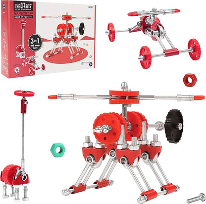 The Off Bits Build Your Own Helicopter Toy SkyBit Transport Educational Stem Building Toys for Boys and Girls 8–12 Stem Toys Engineering Kit Construction Toys Steam Easter Gift for Kids and Adults