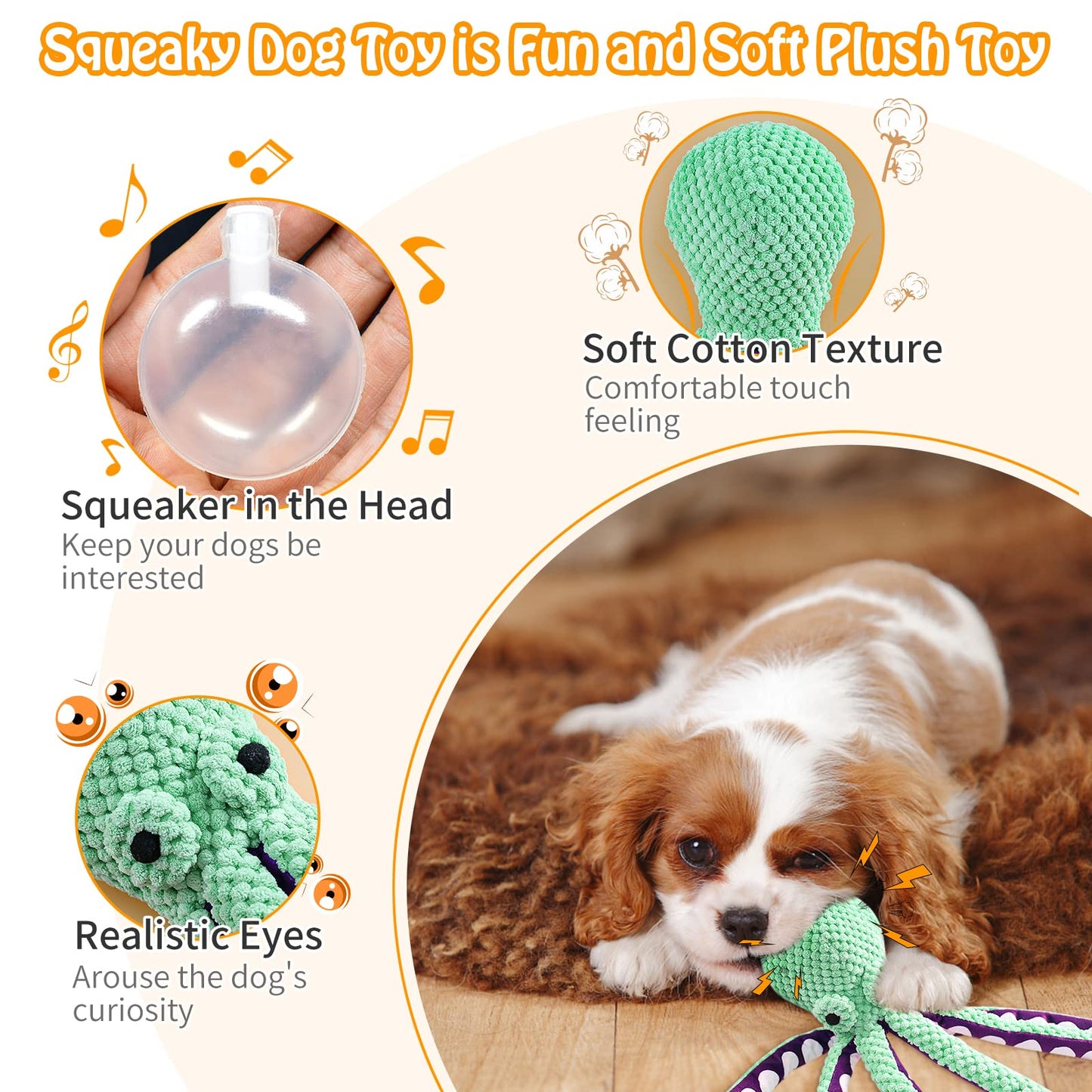Fuufome Large Squeaky Dog Toys- Plush Dog Toys with Soft Fabric for Small, Medium, and Large Dogs Daily Companionship, Training Reward Gift