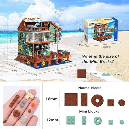 Harbour Restaurant House Mini Bricks Building Kit Ideas Creative Architecture Building Toys Birthday Gift for Adult Boys Girls -2096 Pieces (Not Compatible with Lego Set)