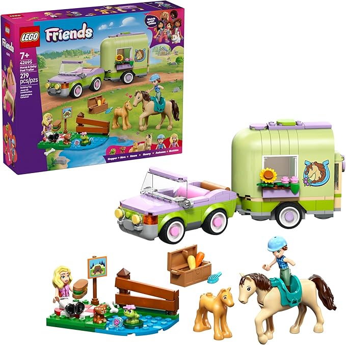 LEGO Friends Horse &amp Baby Foal Trailer Building Toy for Girls &amp Boys - Pretend Play Set for Kids Ages 7+ - W/Autumn &amp Matilde Minidolls Toy Animals &amp Accessories - Gift Idea for Bir
