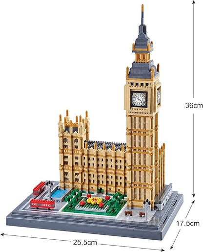 World Famous Architecture Micro Building Blocks Set 6473 PCS - DIY London Big Ben Collectible Model for Adults Teens or Lovers Ages of 14+ in Living Room or Office Decorative Items