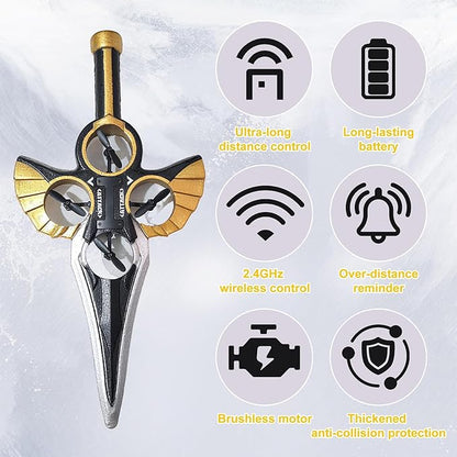 Flying Sword RC Airplane Gesture Control Airplane for Kids Adult 8-16 Remote Control Drone Sword with Light 360° Flip Gravity Sensing Stunt Roll Gifts for Kids Boys Girls Gold