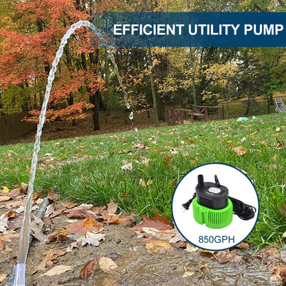 Pool Cover Pump above Ground - Submersible Water Sump Pump Swimming Water Removal Pumps, with Drainage Hose & 25 Feet Extra Long Power Cord, 850 GPH inGround, 3 Adapters