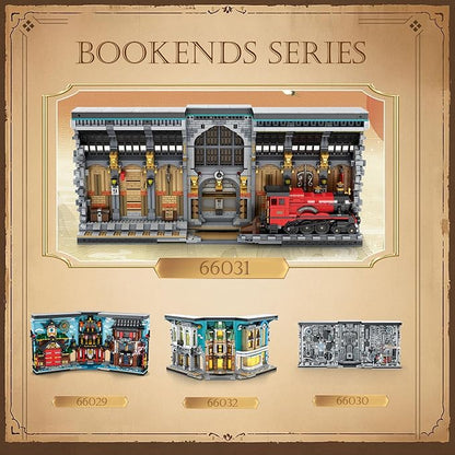 Reobrix Magic Train Booknook Building Set with Lights Creative Bookends Building Kit 66031 Bookshelf Home Decor 2795 PCS Book Nook Model Toy Kit Gift for Teens 14+ and Adults