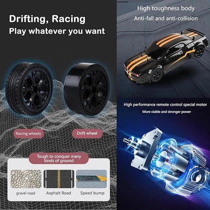RC Drift Car 1:14 4WD 30KM/H High Speed RC Racing Car 2.4GHz Remote Control LED Lights 2 Batteries Race &amp Drift Tires for Adults (Blue)