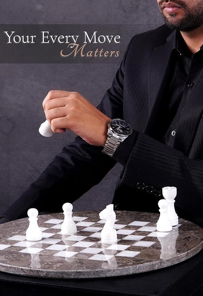 Marble Chess Set for Adults with Complementary Storage Box 15 Oceanic &amp White Handmade Board Game Classic Board Games for Adults Luxury Chess Set