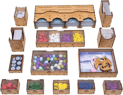 TowerRex Organizer for Wyrmspan Board Game Storage Insert for Cards Tokens and Dice Accessories Upgrade Component Trays