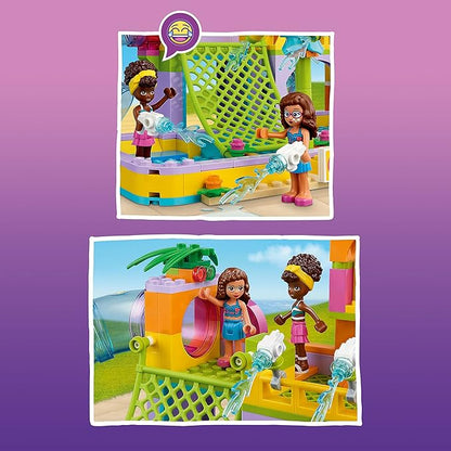 LEGO Friends Water Park Toy Building Set 41720 Pretend Play Kit with Swimming Pool Slides Water Canons and Two Mini-Dolls Heartlake City Toy Birthday Gift Idea for Kids Boys Girls Ages 6+ Years