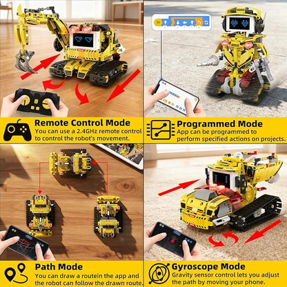 5-in-1 Programmable Robot Building Block Set for Kids Age 6 7 8 9 10 11 12-14 with APP or Remote Control &amp LED Display Screen STEM Educational Gift for Teen Boys and Girls (660PCS)