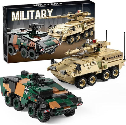 Boxer &amp Stryker Military Vehicles Building Sets Compatible with Lego Armored Tank Model Kit for Kids Great Army Toys for Boys Kids Teens Ages 8+
