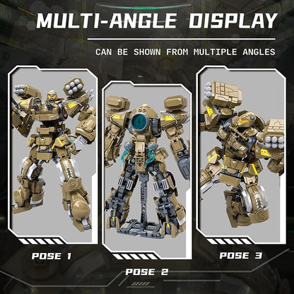 Mech Robot Transforming Building Blocks Set for Adults Brown City Protector Mecha Model Action Figures Cool Creative Robots STEM Toys Gift for Teens Boys 581 Pieces