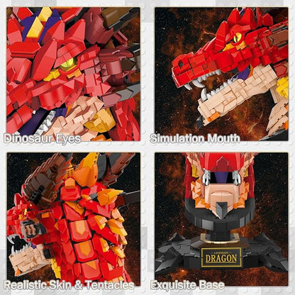 JMBricklayer Dragon Set for Adults 70105 Cool Animals Model Dragon Head Building Blocks Toy Collection or Home Office Decor Birthdays for Boys Girls Men and Adults