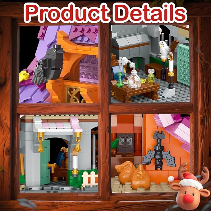 The Magical Retreat of The Witch Building Set Ideal Christmas and Easter Gift 1200 PCS Miniature House Model Building Brick Kit for Adults Teens Boys Girls 14+ (Purple-presale)