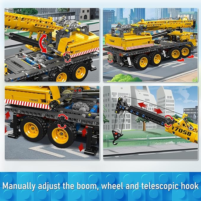 Mould King 17058 City Mobile Crane Truck Toy Building Set Construction Vehicle Model Blocks Kit for Adults Toys Gifts for Kids Children Playset for Boys and Girls Ages 8+(997 Pieces)