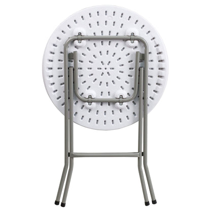 Flash Furniture Elon 2' Round All-Occasion Plastic Folding Event Table, Foldable Portable Banquet Table for Indoor/Outdoor Events, White