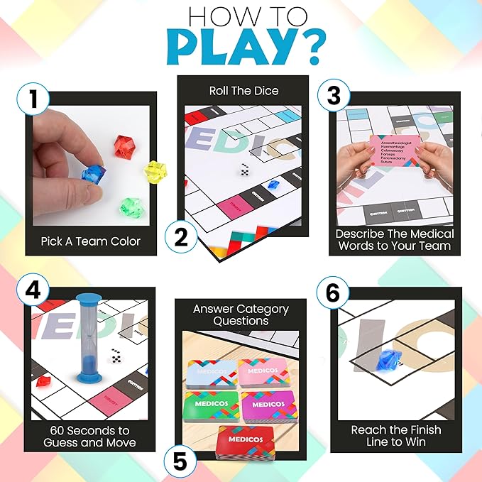 Medicos Medical Terminology Flashcard Board Game - Funny Medical Gifts Educational Doctor Games/Medical Student Gifts Science Games Stem Gifts for Adults Ages 13 and Up