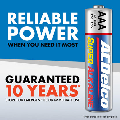 ACDelco 48-Count Triple AAA Batteries, Maximum Power Super Alkaline Battery for Home and Office, 10-Year Shelf Life, Reclosable Packaging