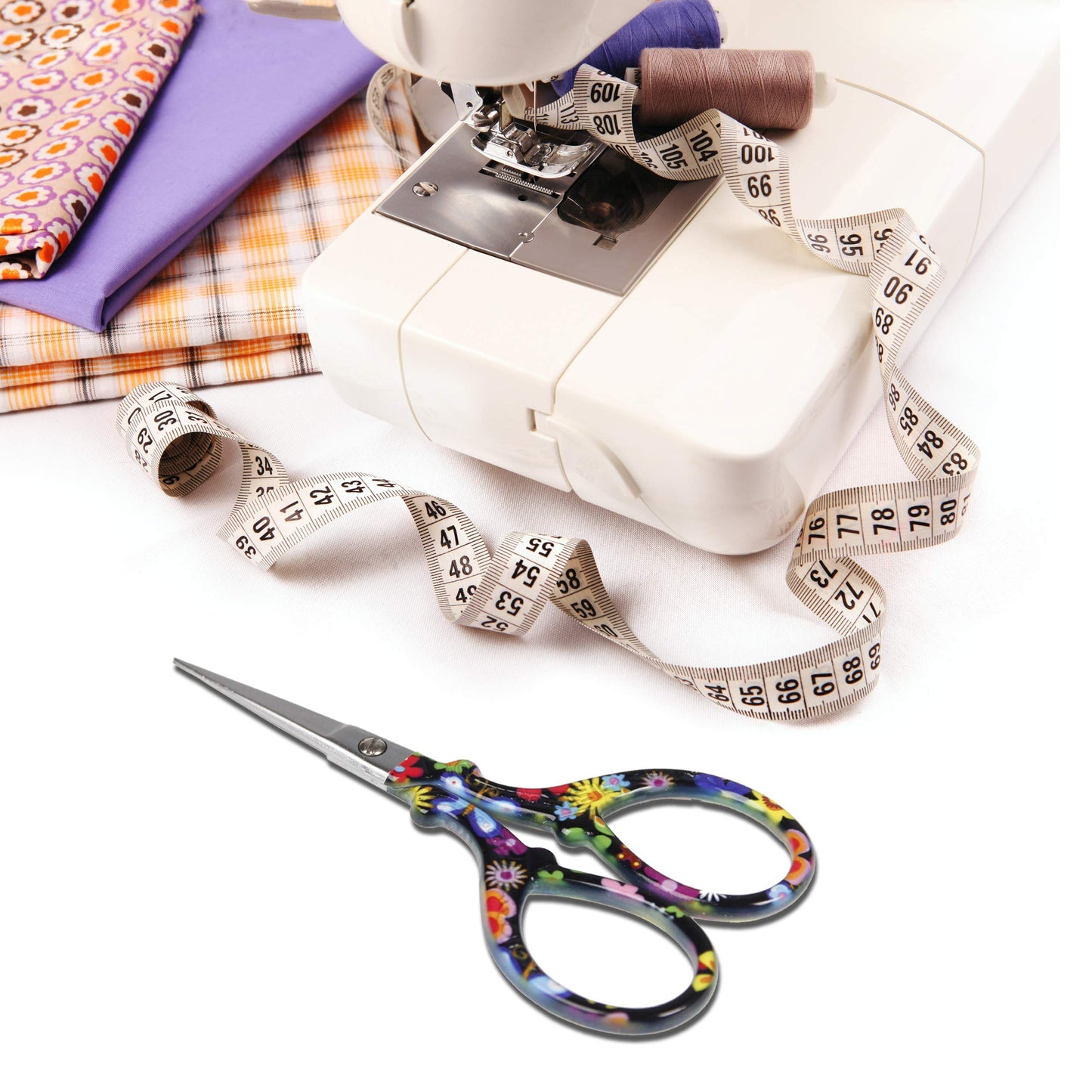 Hisuper Sewing scissors sharp scissors Embroidery Scissors Crafting Threading Scissors with Leather Scissors Cover for Needlework Craft Art Work Manual Sewing Handicraft DIY Tool Black Flower