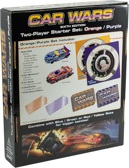 Steve Jackson Games Car Wars 2-Player Starter Set Orange/Purple 6th Edition – Strategic Car Combat Fast-Paced Action Tactical Board Game Ages 14+ 2 Players