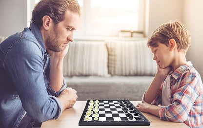 Lexibook Chessman® Classic Magnetic and Foldable Chess Game 32 Pieces Family Board Game Black/Grey CGM320