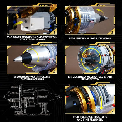 Jet Engine Model Kit that Runs App Controlled Building Blocks Sets with Motor Visible Aircraft Engine Building Kit for Adults &amp Kids 14+ Year Old (564 PCS)