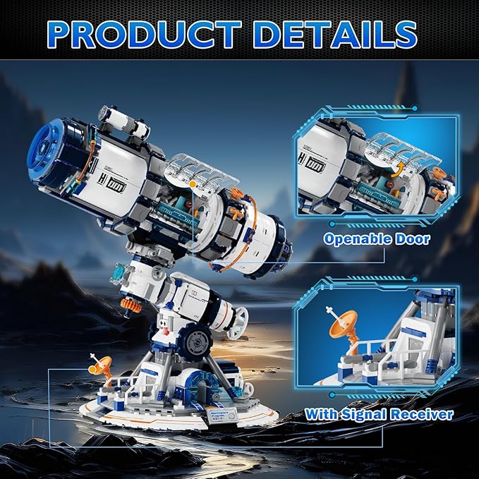 NUTCRACKER Space Telescope Building Set for Adult - Space Astronomical Telescope Toy Building Set Telescope Display Model with Light Home Decor Birthday Gifts for Adults（995 Pieces
