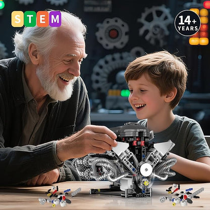 V8 Engine Model Kit that Works Visible Building Blocks Sets with APP Control Motor &amp LED Light Model Car Kits for Adults &amp Boys Kids 14+ Year Old (689 PCS)