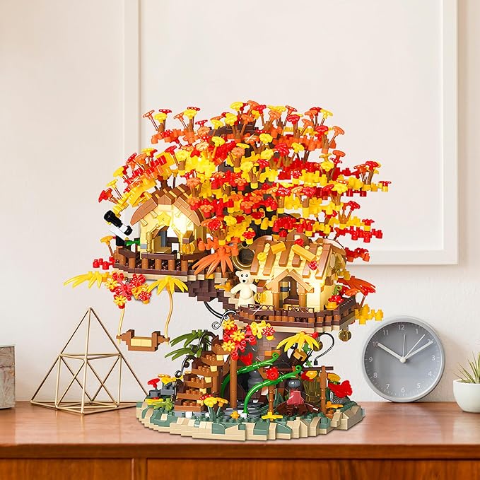 Cherry Blossom Bonsai Tree House Building Blocks Set Plants Flowers Treehouse Architecture Micro Mini Block Kits Gift for Adults and Kids（2725 Pieces）