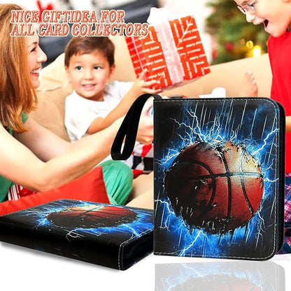 900 Pocket Zippered Basketball Card Binder 9-Pocket Trading Card Album with 50 Removable Sleeves PU Leather Waterproof Sports Card Holder for NBA Basketball Cards Storage Display Case Gift