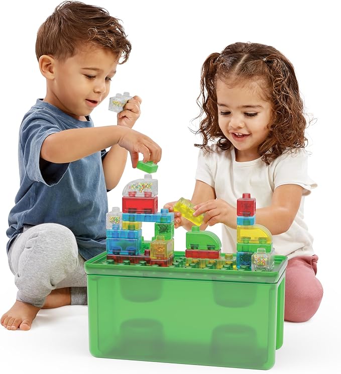 Goliath Jelly Blox Stash 'N Stack 2-in-1 Storage Case | Toddler &amp Preschool Building Blocks Kids Can Squeeze Stretch Squish | MESH ACCREDITED | Safety Tested &amp Ouch-Free | Sensory Play for A