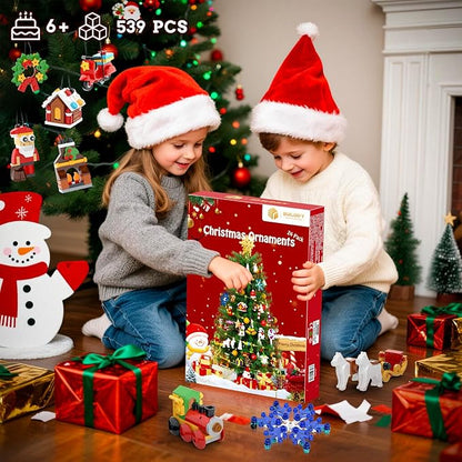 Christmas Advent Calendar 2025 Building Sets 24 Packs Christmas Ornaments Building Kit Christmas Tree/Santa/Reindeer/ Gingerbread/Penguin/Nutcracker/Snowflakes Xmas Gifts for Party Favor Kids 6+