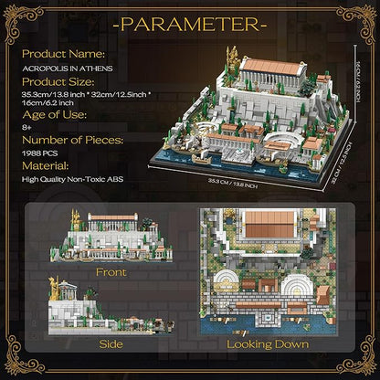 Architecture Acropolis Castle Famous Landmark Architecture Athenian Acropolis Building Block Sets Collectible Exhibition Model for Children and Adults