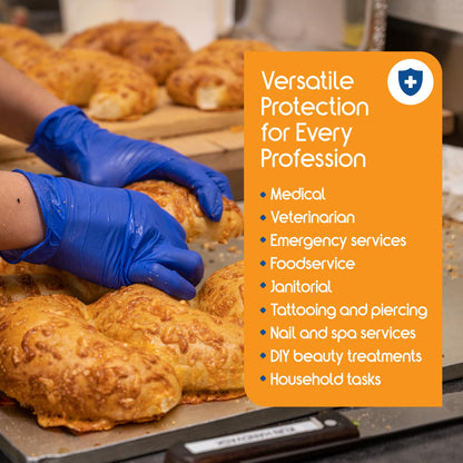Inspire Nitrile Gloves Medical Examination | 4.5 Grade The Original Quality Stretch Cobalt Blue | Disposable Latex Free Doctors,EMT, Food Service, Cleaning, Janitorial, Household, Hospitals and More
