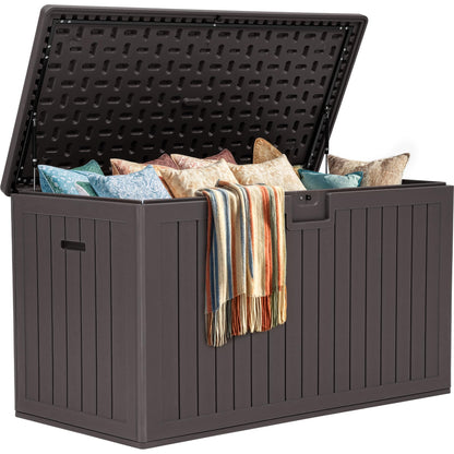 YITAHOME 200 Gallon Double-Wall Deck Box with Divider & Side Handles, Outdoor Large Storage for Patio Furniture Cushions, Garden Pool Accessories, Water Resistant & Lockable