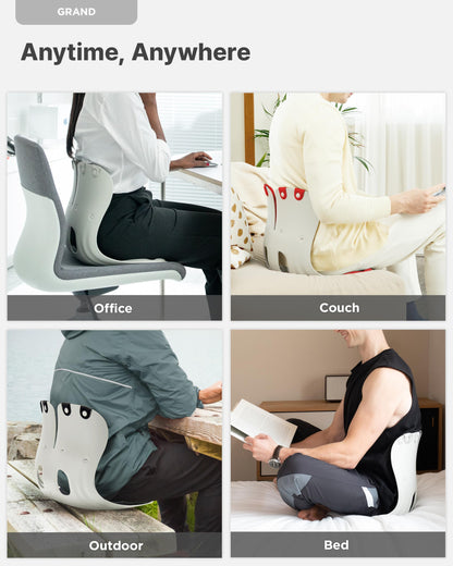 curble Grand(Extra Wide & Sturdy) – Ergonomic Back and Lumbar Support for Good Posture Correction and Back Pain Relief, Perfect for Office, Floor Seat, and Work from Home, Patented (Red)