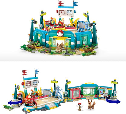 MEGA Pokémon Building Toys Set Training Stadium with 1101 Pieces 5 Poseable Characters and Battle Play for Kids