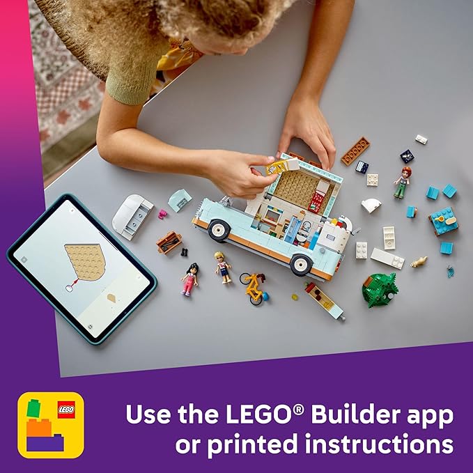 LEGO Friends Friendship Camper Van Adventure Toy Building Set - Pretend Play Set for Kids Girls and Boys Ages 7+ - Gift Idea for Birthday - with 3 Minidolls and Ferret Figure - 42663