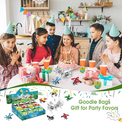 Mini Building Block Sets 12PCS Insects Building Blocks 6 in 1 STEM Toys Eggs Building Sets Party Favors for Kids Goodie Bags Prizes/Birthday Gifts