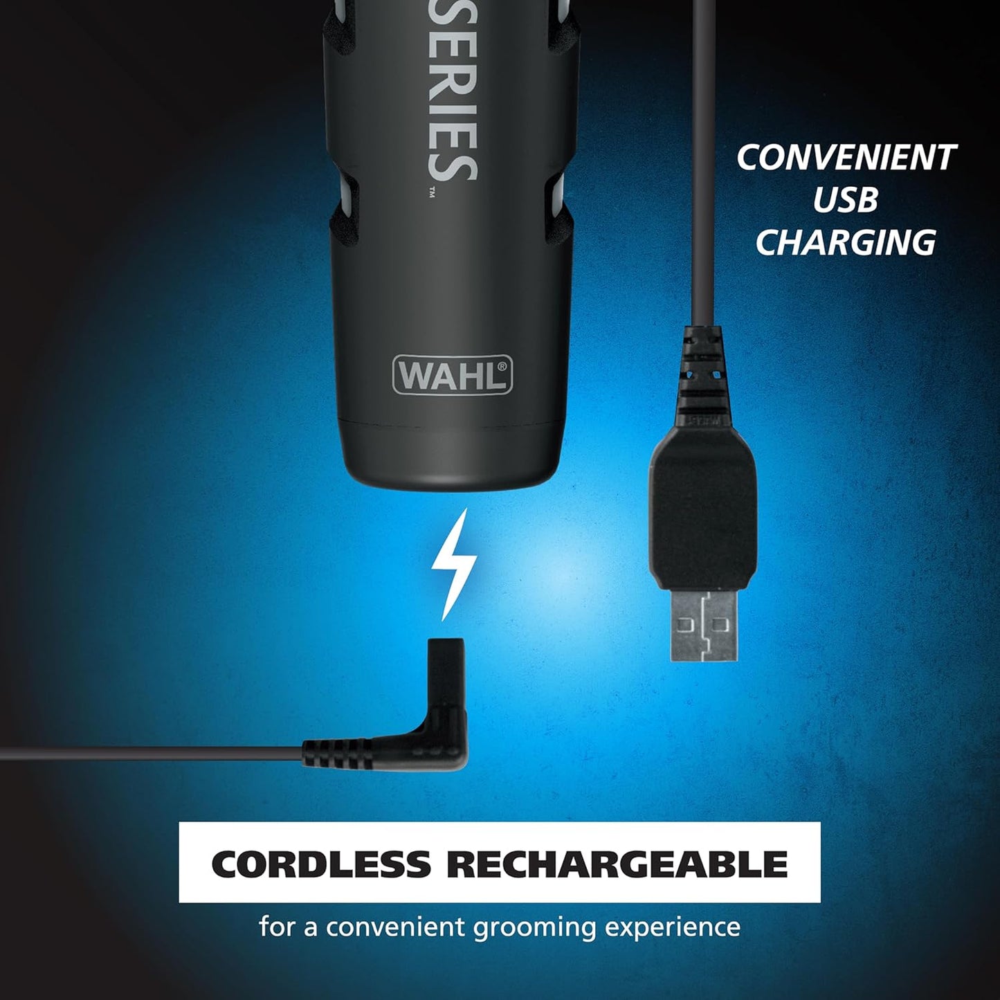Wahl USA Pro Series Forever BladeTM Stainless Steel Cordless Rechargeable Beard Trimmer for Men with No Slip Grip & USB Charge – Model 3026017