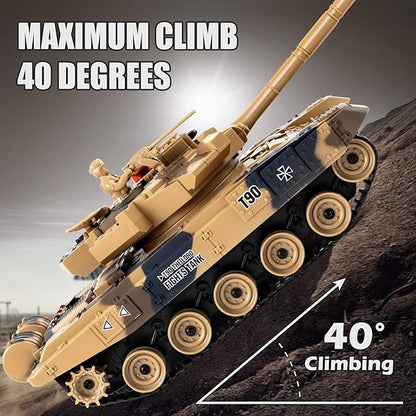 1/24 RC Battle Tank Set Remote Control Chinese Type 99 and Russian T90 Army Toy That Shoots for Kids and Adults 2.4G RC Vehicle Model Tank 6+ Year Old with Sound Smoke and Lights