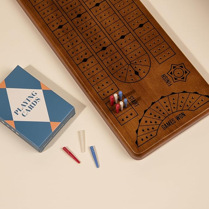 Scrabble Trivial Pursuit and Cribbage 3-in-1 Premium Game Collection by WS Game Company with Rotating Wooden Cabinet Reversible Game Board and Built-in Storage Family Board Games for 2-6 Players