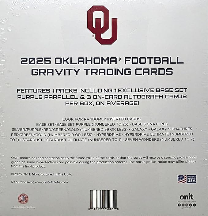 2025 Onit Gravity College Football Card Breaker Edition Box (Oklahoma Sooners)